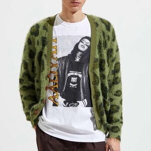 Urban Outfitters Green Cheetah Print Cardigan